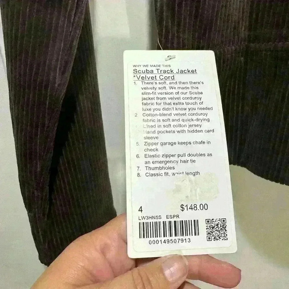 NWT Lululemon Woman’s Scuba Track Jacket Velvet Cord. - Picture 6 of 12